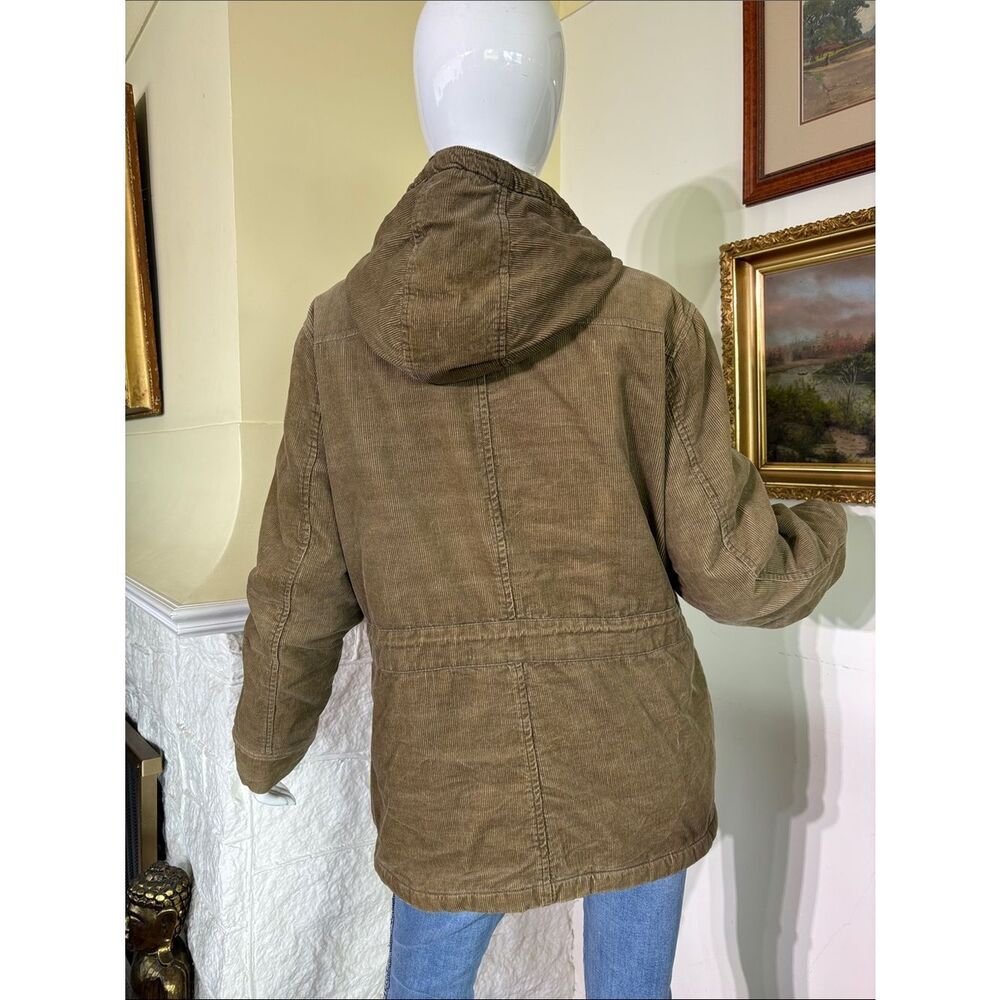 Roots Corduroy Hooded Military Green Zip Up Jacket - Picture 4 of 13